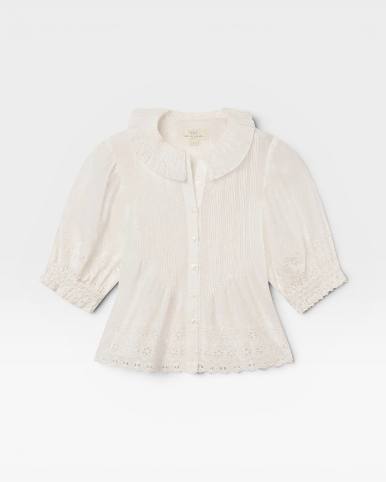 White blouse with a collar on a white background