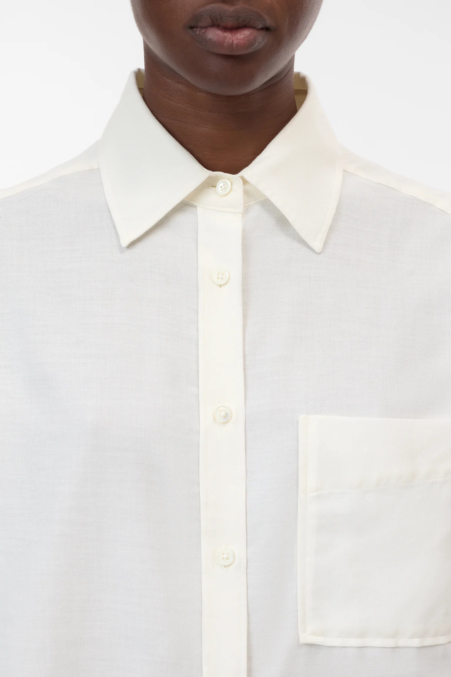 close up view of collar on the shirt
