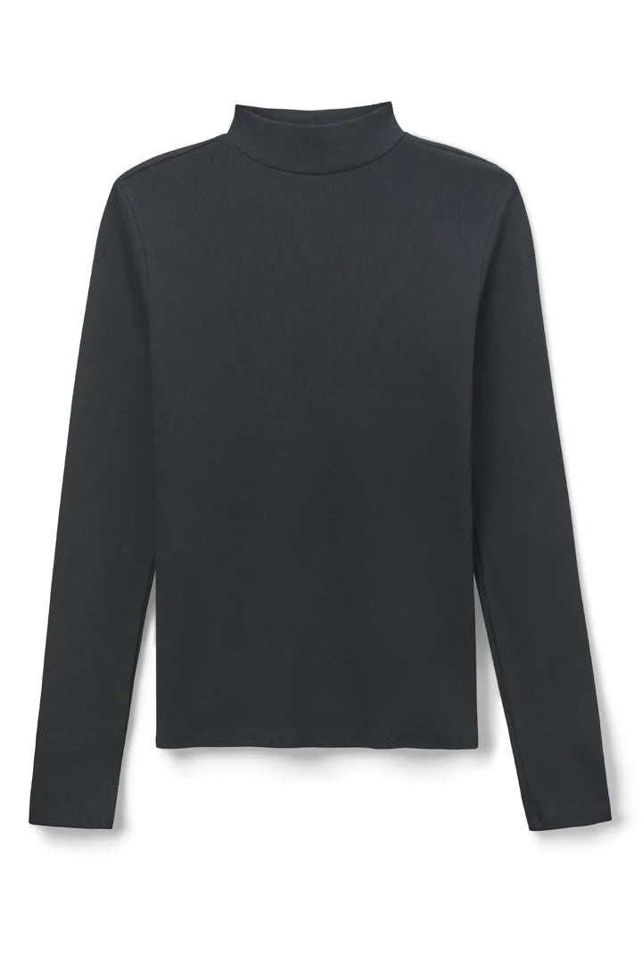 Lauryn Rib Mock Neck Long Sleeve - Black