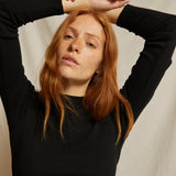 Lauryn Rib Mock Neck Long Sleeve - Black