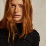 Lauryn Rib Mock Neck Long Sleeve - Black