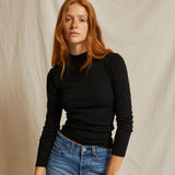 Lauryn Rib Mock Neck Long Sleeve - Black