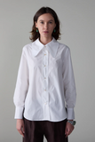 Cooper Shirt - White Poplin untucked without flower on lapel 