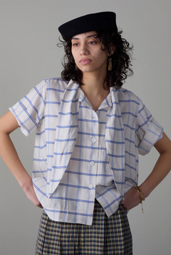 Wesley Shirt - Cream & Blue Windowpane