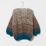 Fleecy Alpaca Ombre Big Cardigan - Kingfisher