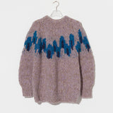 Fleecy Alpaca Intarsia Raglan Pullover - Peacock
