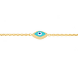 14K Enamel Evil Eye Station Chain Bracelet