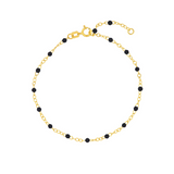 14K Enamel Bead Piatto Chain Bracelet in black