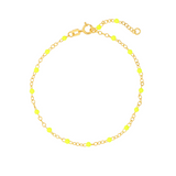 14K Enamel Bead Piatto Chain Bracelet in yellow