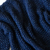 Chunky Alpaca Pearl Pattern Bomber Cardigan - Denim