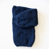 Chunky Alpaca Pearl Pattern Bomber Cardigan - Denim