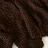 Chunky Alpaca Pearl Pattern Bomber Cardigan - Dark Brown