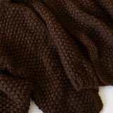 Chunky Alpaca Pearl Pattern Bomber Cardigan - Dark Brown