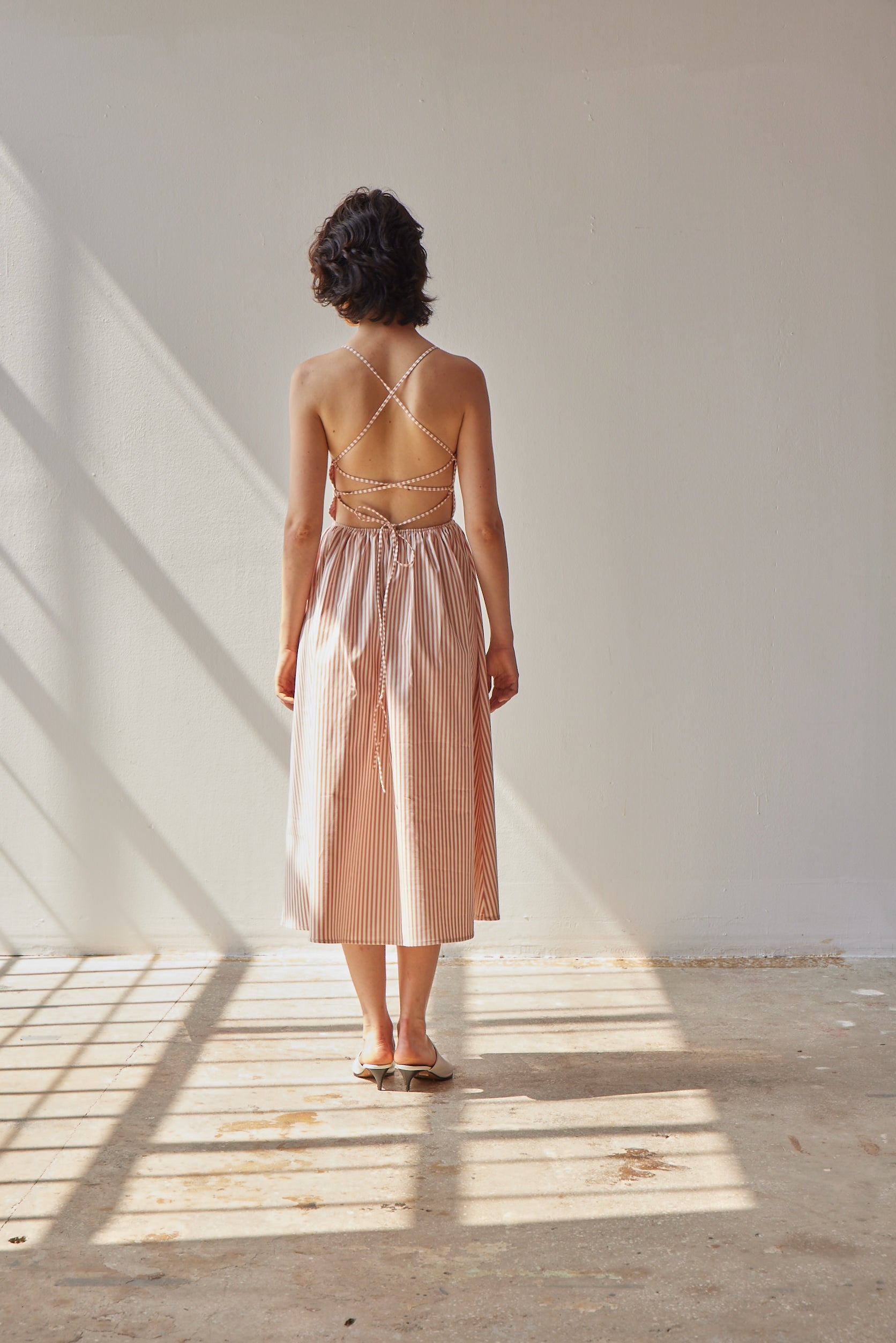 Beth Dress - Pink Stripes view of back of dress