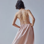 Beth Dress - Pink Stripes dress with movement 