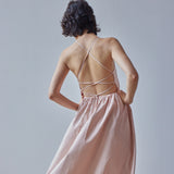 Beth Dress - Pink Stripes dress with movement 