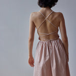 Beth Dress - Pink Stripes back of dress showing straps