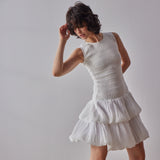 Emilia Dress - White model moving in dress