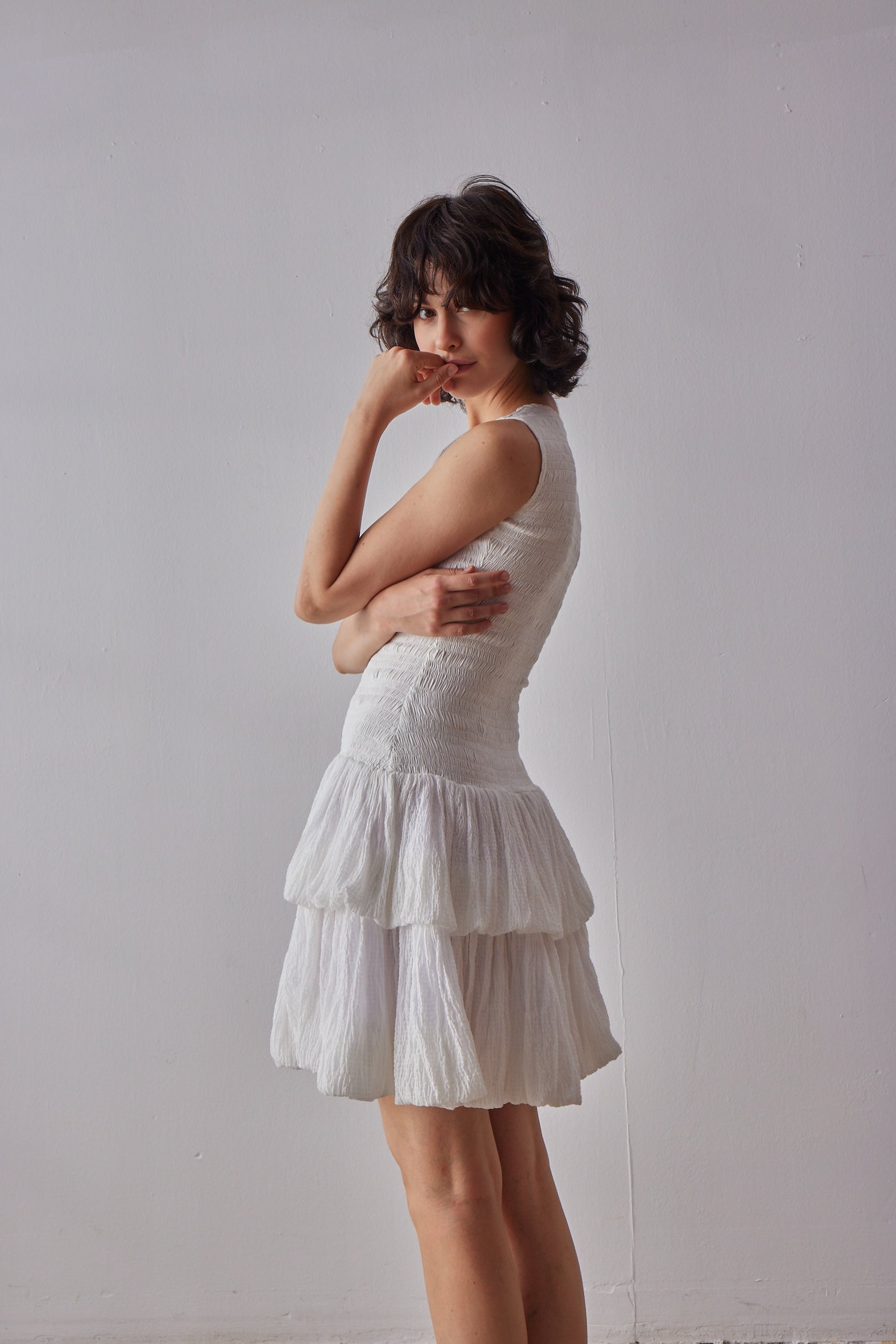 Emilia Dress - White view of side