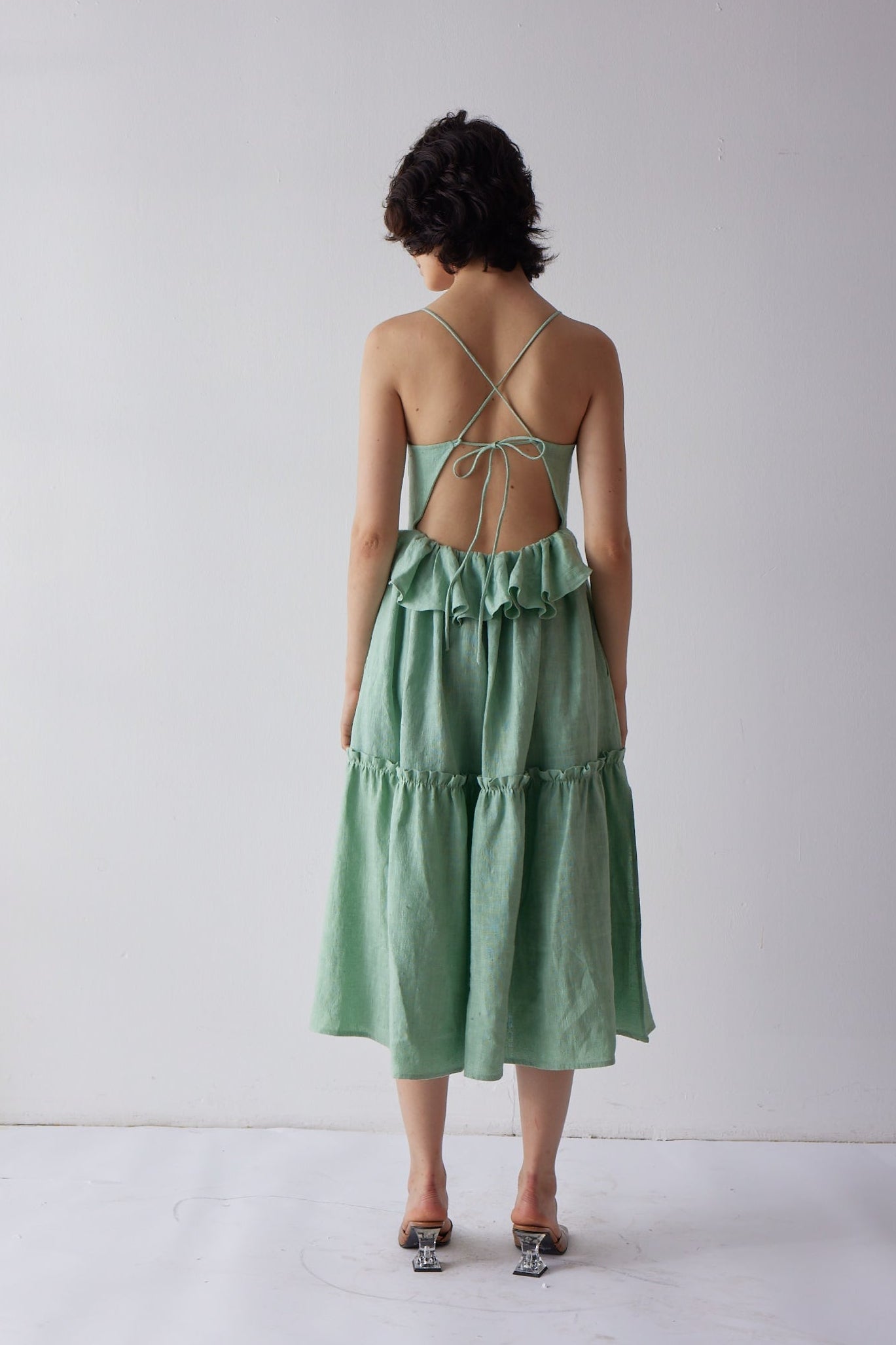 Holly Dress - Green view of back of dress