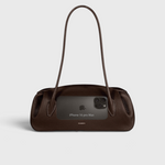 JONES + CO espresso pebble grained leather Oyster shoulder bag with a sleek, spacious design for everyday use.