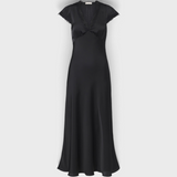 Faithfull the Brand Mina Midi Dress in Black - product flat, front