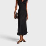 Faithfull the Brand Mina Midi Dress in Black - full length, styled