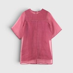 MIRTH Umbria Organza Dress in Dark Cerise — flat lay, front