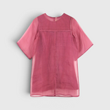 MIRTH Umbria Organza Dress in Dark Cerise — flat lay, front
