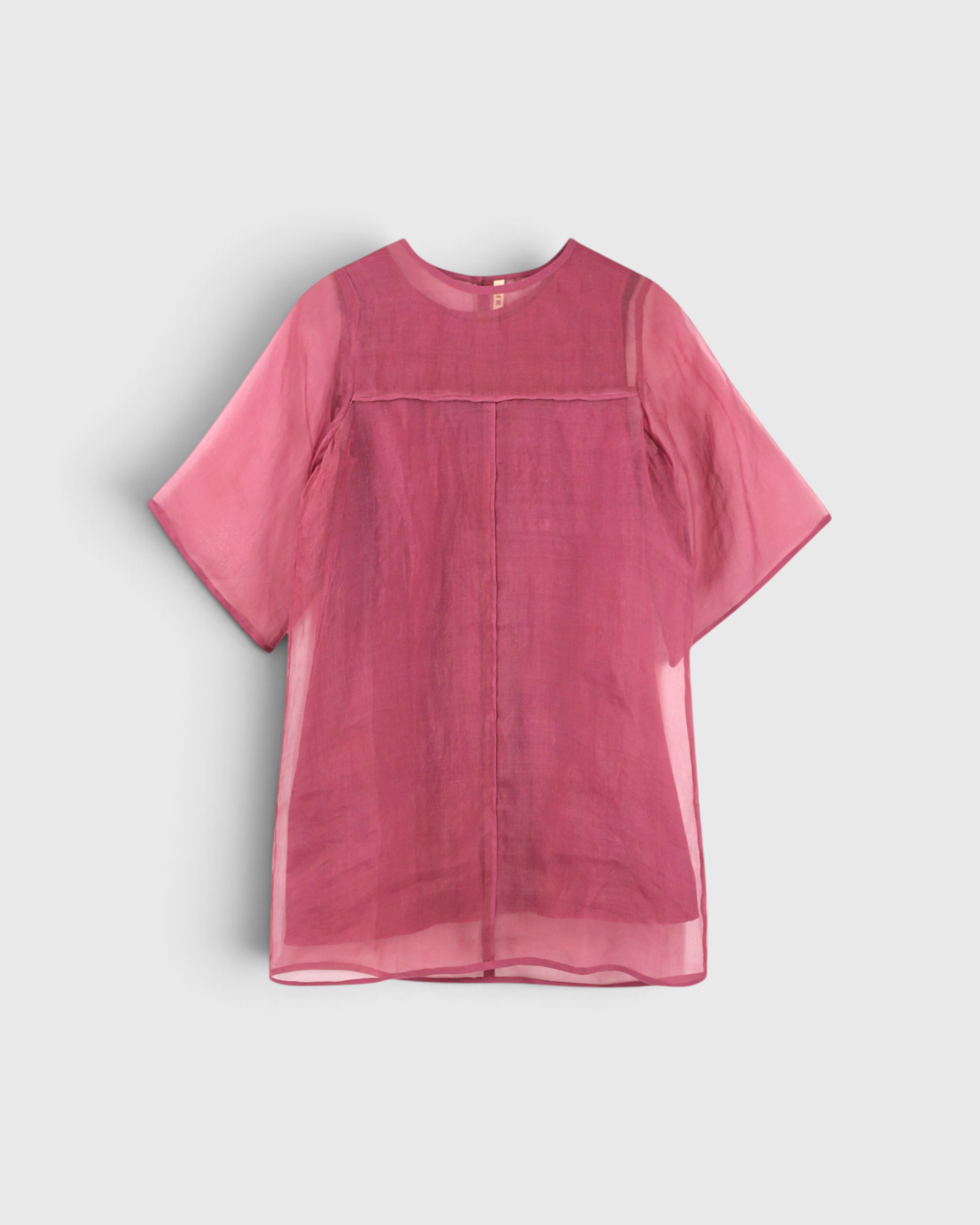 MIRTH Umbria Organza Dress in Dark Cerise — flat lay, front