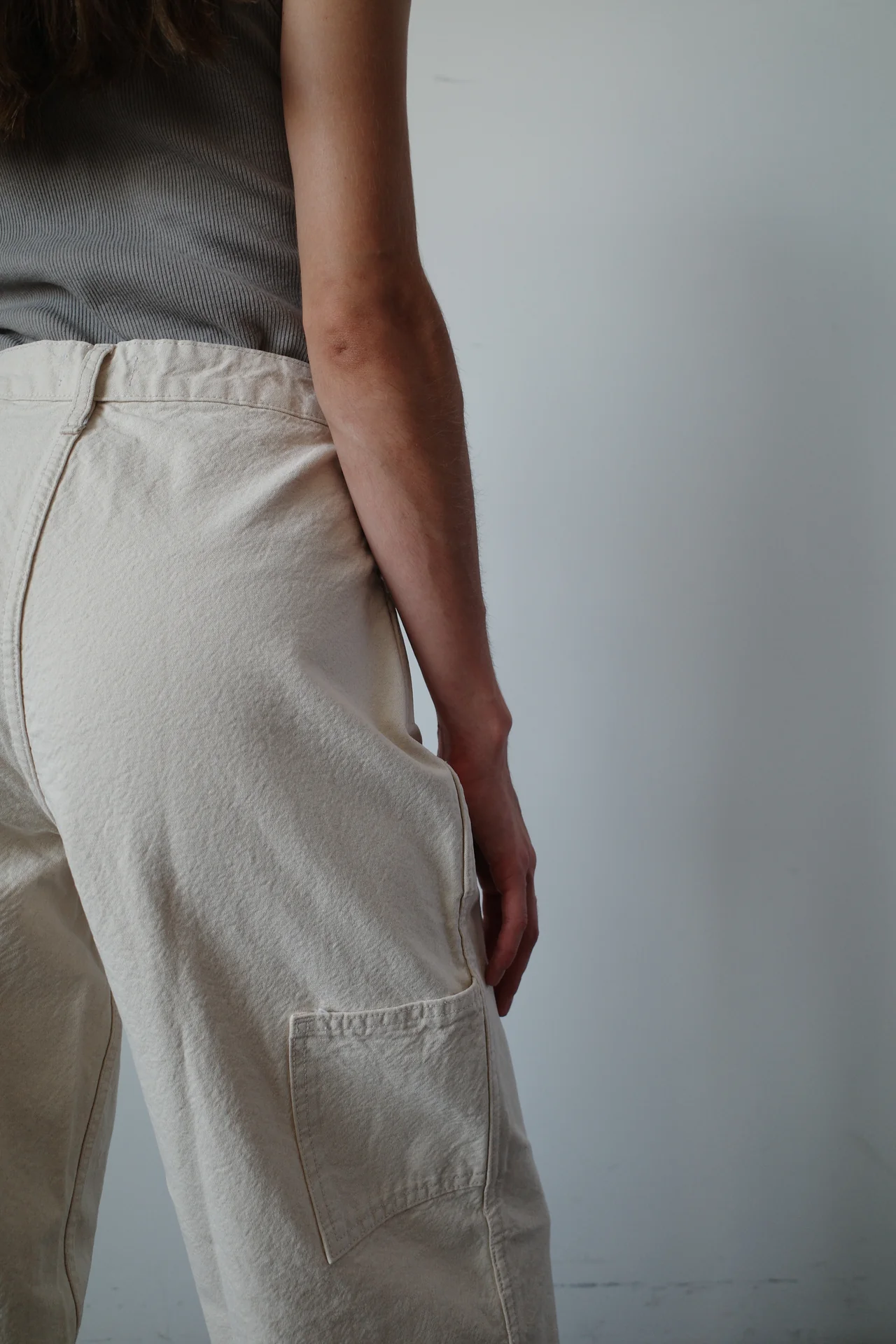 Isa Pant - Bone close up view of utility pocket on side