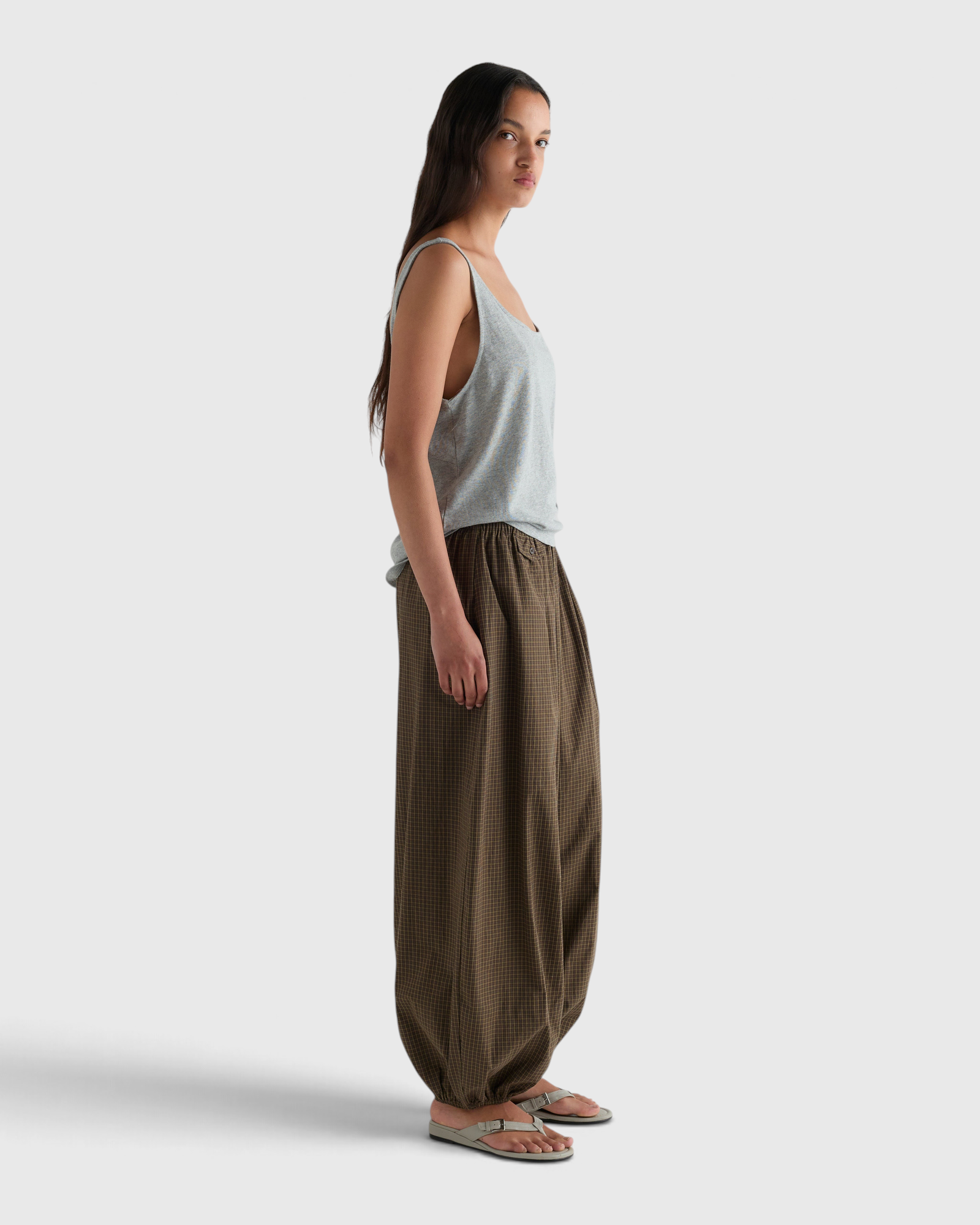 Deiji Studios Balloon Pant in Garden Check - side view