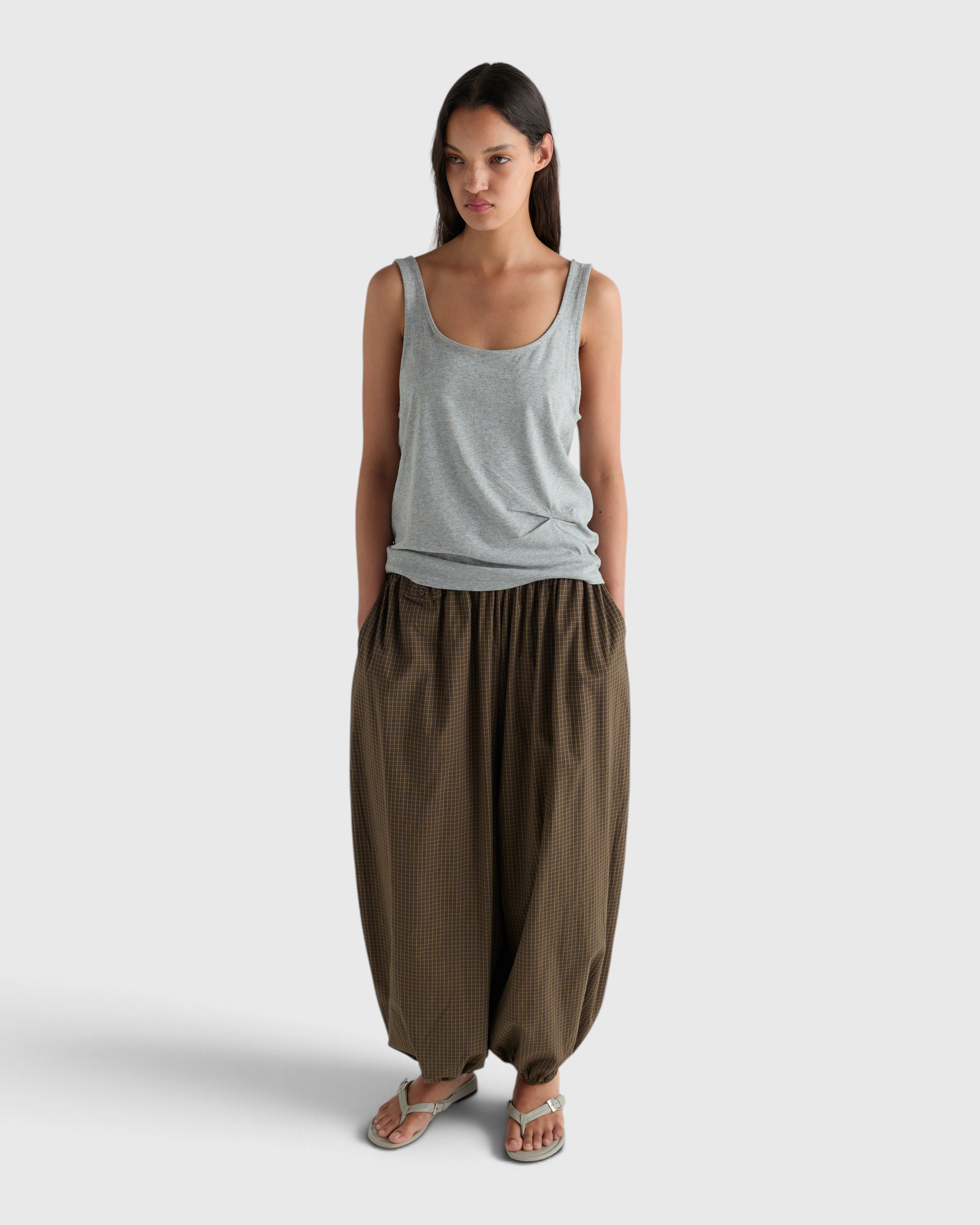 Deiji Studios Balloon Pant in Garden Check - front view