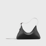 JONES + CO Rider M Elche black leather bag with a unique skateboard rink silhouette and hand-braided strap.
