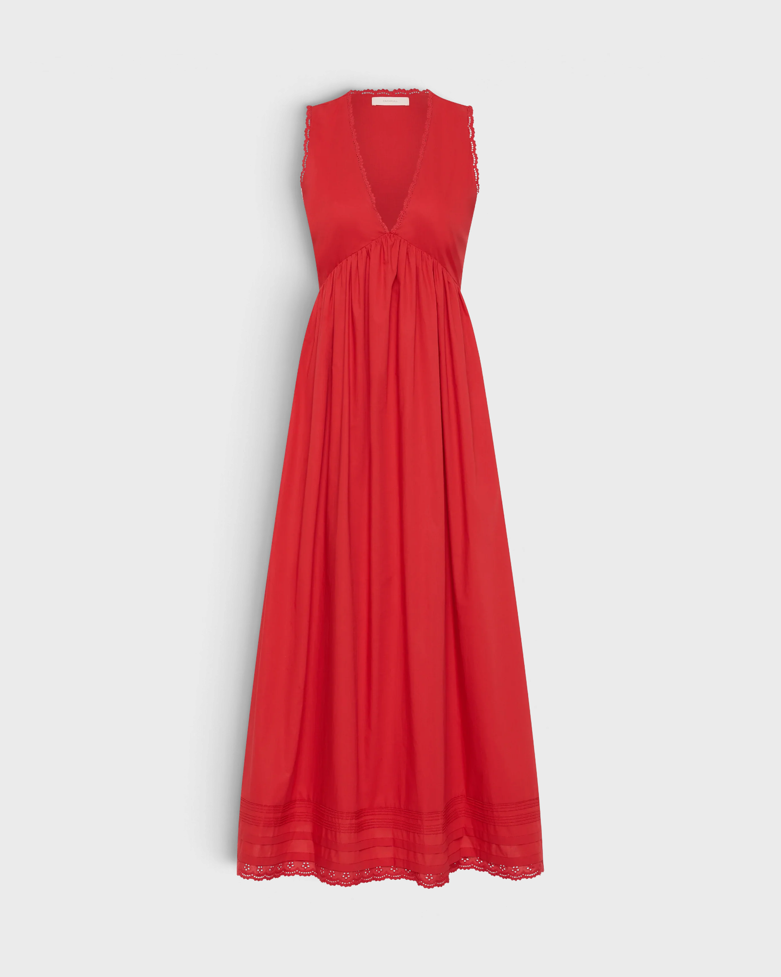 Faithfull the Brand Jovita Midi Dress in Red - product flat, front