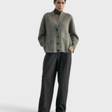 SISA Felted Alpaca Cardigan in Moss, full-length front view