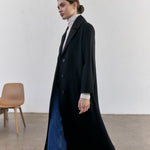 SISA Notch Collar Long Baby Alpaca Coat in Midnight