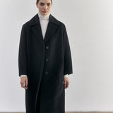 SISA Notch Collar Long Baby Alpaca Coat in Midnight