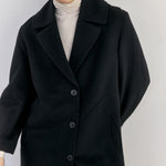 SISA Notch Collar Long Baby Alpaca Coat in Midnight - collar detail
