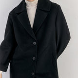 SISA Notch Collar Long Baby Alpaca Coat in Midnight - collar detail