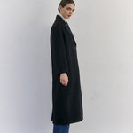 SISA Notch Collar Long Baby Alpaca Coat in Midnight