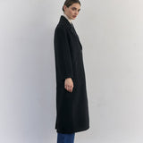 SISA Notch Collar Long Baby Alpaca Coat in Midnight