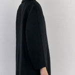 SISA Notch Collar Long Baby Alpaca Coat in Midnight