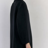 SISA Notch Collar Long Baby Alpaca Coat in Midnight