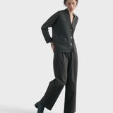 SISA Felted Alpaca Cardigan in Slate, full-length three-quarter view
