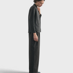 SISA Felted Alpaca Cardigan in Slate, full-length side view