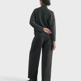 SISA Felted Alpaca Cardigan in Slate, full-length back view