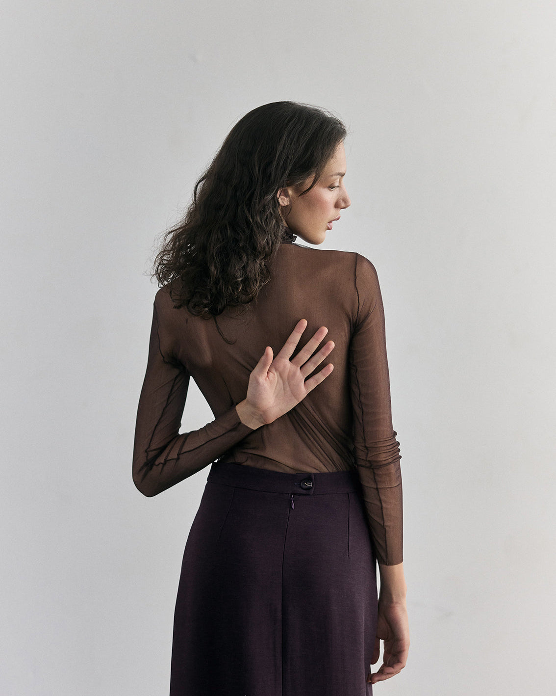 SISA Silk Tulle Beatle in Eggplant, back view