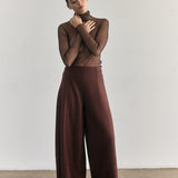 SISA Silk Tulle Beatle in Eggplant, full-length styled with wide-leg trousers