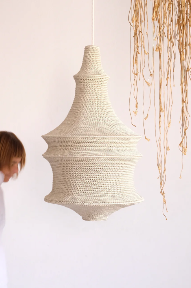Saint IV Crochet Pendant Lamp in Soft White